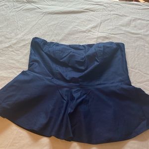 Forever 21+ blue pleather sleeveless peplum top